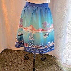 Boston Proper 221/4 in skirt with sailboats and seashell print.